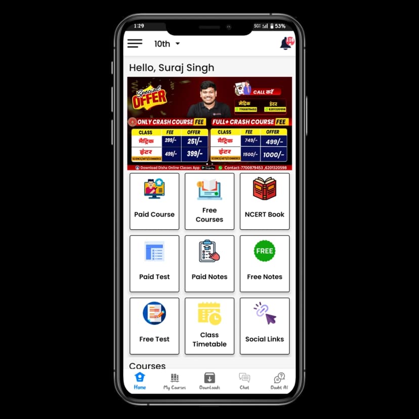 Disha Arts Classes App Mockup